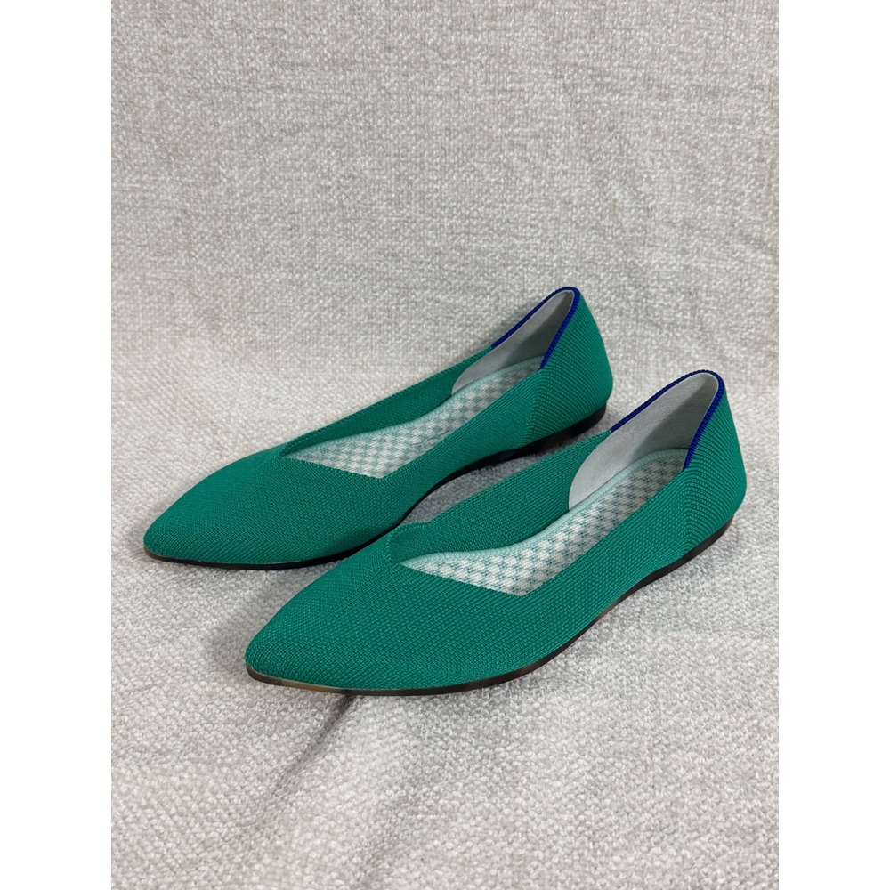 Rothys The Point Kelly Green Knit Pointed Toe Flats Size 6